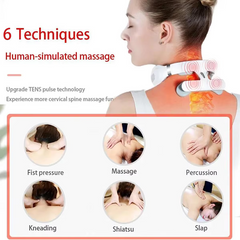 4 Heads Neck Shoulder Cervical Massager Device Multifunctional Electric Hot Compress Pulse Neck Protector Rechargeable Massage