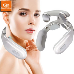 4 Heads Neck Shoulder Cervical Massager Device Multifunctional Electric Hot Compress Pulse Neck Protector Rechargeable Massage